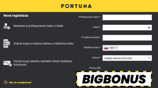 Fortuna promo kod BIGBONUS platny v septembri 2025