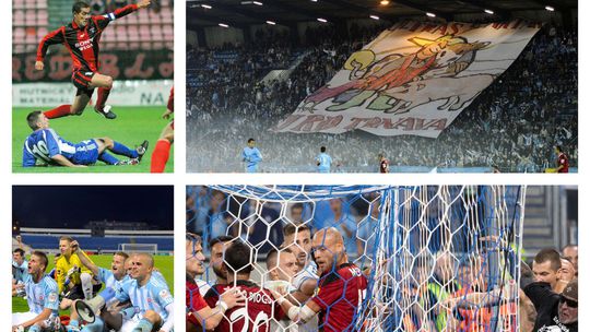 Vysetrovanie VB horiaca tribuna lietajuce sedacky a kamene Pripomente si derby Slovan Trnava na archivnych snimkach